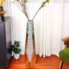 XL Floor Vase Sparkle Diamond Crushed Silver Mirrored Vase Bevelled Border Base