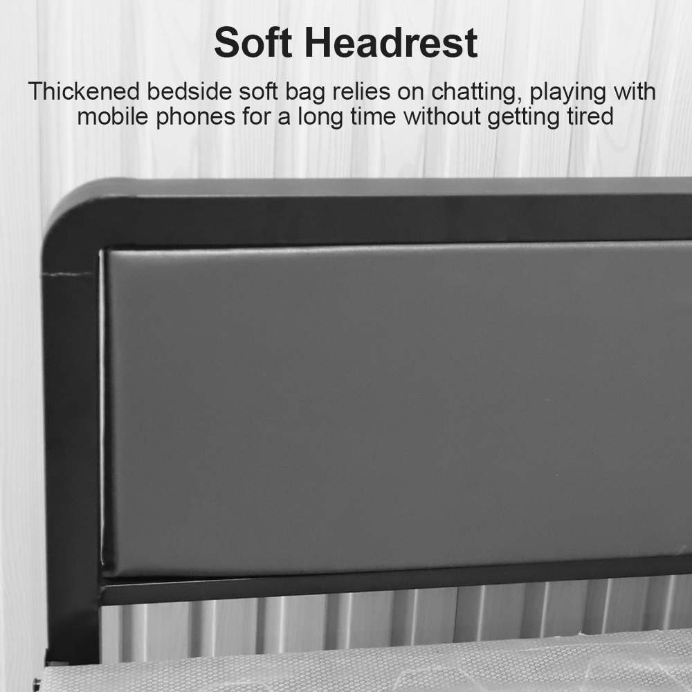 4-Fold Single Guest Bed Padded Small Space Folding Bed Frame Headboard&Footboard
