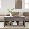 Lift Up Coffee Table Rising Center Table with 3 Cubes & Lift Top-Grey
