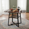 120cm Rustic Wood Dining Table Round Kitchen Table with Shelf Home Furniture