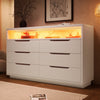 6-Drawer Chest of Drawers with RGB LED Lights, Open Shelves, Bedroom Furniture