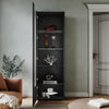 Modern Display Cabinet High Gloss RGB LED Black Cupboard Tall Storage Sideboard