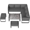 Outdoor Garden Furniture Patio Conservatory Set Corner Sofa with Table & Stools