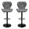 Set of 2 Swivel Barstools Grey PU Leather Bar Chairs Kitchen Pub Counter Stools