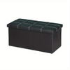 Black Faux Leather Two-seater Folding Storage Stool Storage Toy Box Chair Seat