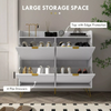 Slim Shoe Cabinet Storage Unit 4 Flip Drawers Modern Hallway Cupboard White Gold