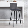 Set of 2 Velvet Bar Stools Chairs High Back Footrest Backrest Metal Legs Pub
