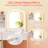 Princess Makeup Desk and Chair Set Kids Vanity Set w/Storage Drawers-White