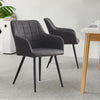 Set Of 2 Grey Dining Chairs Faux Leather Office Chairs Padded Seat Kitchen