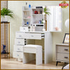 Vanity Table Stool Set Dressing Table With Mirror Drawers Makeup Desk Bedroom