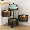 Mobile Metal Kitchen Rotating Storage Trolley Cart Utility Vegetable Shelf Rack