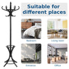 Freestanding Coat Rack Wooden Coat Tree Hat Hanger Standing Rack w/12 Hook Black