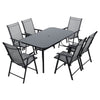 Black Rectangle Garden Table 150cm Patio Cafe Outdoor Dining Table +Parasol Hole