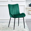 2pcs Dining Chairs Set Velvet Upholstered Seat Back Metal Legs Reception Chair