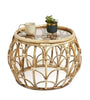 Evelyn Rattan/Bamboo Glass Top Coffee Table, Home Living Room Decor - BNIB