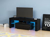 Modern TV Unit Stand 1 Drawer Cabinet Black High Gloss Door with RGB LED Lights