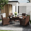 Square Round Rattan Coffee Table with 2/4 Chairs Set Bistro Outdoor Garden Patio