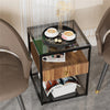 Double Layer Tempered Glasses Side End Table Square Nightstand Cabinet Office UK