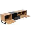 Modern TV Stand with 2 Doors & 2 Drawers - Black & Wood Media Unit, 190x38x48cm