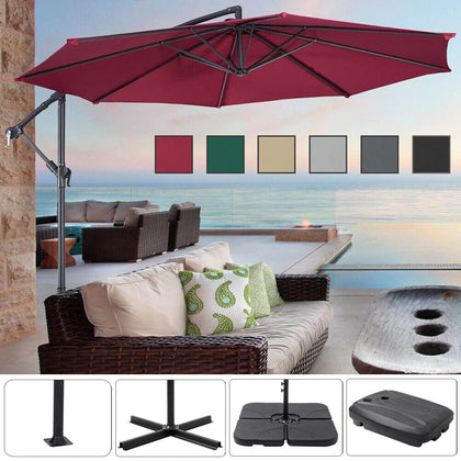 3M Garden Banana Parasol Sun Shade Patio Hanging Umbrella Cantilever Outdoor