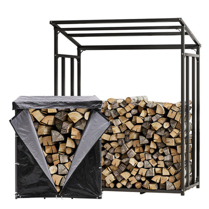Large Outdoor Wooden Log Store Metal Garden Shed Firewood Stacking Storage