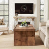 120cm Solid Wood Coffee Table, Rustic Rectangular Center Table for Living Room
