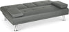 Sofa Bed Faux Leather with Cup Holders 2 Seater Click Clack Living Room Recliner