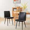 2x Black Dining Chairs Faux Leather High Back Armless Dinging Room Line Design