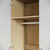 High Gloss 3 Door Triple Mirrored Wardrobe White&Oak with Hanging Rail & Shelves
