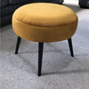 Mustard Plush Velvet Round Pouffe Footstool with Designer Metal Legs Luxury styl