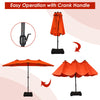 4.6M Outdoor Extra Large Umbrella Double-Sided Parasol W/ Solar LED Lights