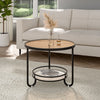 Teal Colour Round Side Table 2Tier Coffee End Table Nightstand Shelf Living Room