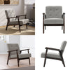 Accent Armchair Wooden Armest Frame Single Padded Sofa Chair Leisure Guest Seat