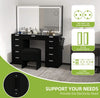 Vanity Dressing Table 11 Drawers Makeup Desk Chair Set with LED Mirror Stool