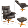Massage Recliner Chair with Footstool PU Armchair with Adjustable Backrest Brown