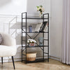 2/3/4/5 Shelf Metal Framed Wooden Bookcase Industrial Modern Bookshelf Display