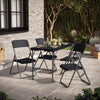 Rattan Effect Metal Folding 4ft Table & 4 Chairs Outdoor Indoor Furniture Dining