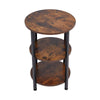 Industrial Wooden Narrow Space Saving End Bed Side Table Nightstand 3 Tier Round