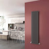 Vertical Radiator 1600 x 360 mm Grey Single Oval Column Central Heating Tall Rad
