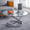 Tempered Glass Coffee Table Round Accent Side Table Chrome Base Home Office
