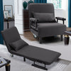 Grey Fabric 3 IN 1 Multifution Folding Sofa Bed Armchair Single Beds W/2 Wheels