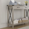 Console Table Industrial Entryway Table with Drawers and Open Storage Shelf