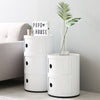 Plastic Storage Cabinet Floor Standing Round Cupboard Bedside Table Nightstand