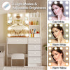 Dressing Table With 7 Drawers Mirror Stool Set Makeup Desk Vanity Table Bedroom