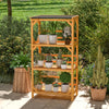 3-Tier Outdoor Storage Shelf Rack Wooden Garden Plant Stand Rack Display Shelf