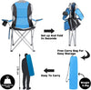 Folding Camping Deluxe Chairs Heavy Duty Luxury Padded with Cup Holder High Back