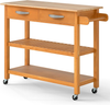 Kitchen Island on Wheels Storage Trolley Cart Drawer Shelves Countertop Brown