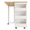 ROLLING KITCHEN ISLAND WITH DROP LEAF, 2 DRAWERS, SPICE RACK & WINE RACK, WHITE