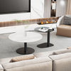 Set Of 2 Nesting Coffee Table Artistic Accent Table Set Heavy Metal Black Base
