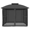 Gazebo with Double Roof and Mesh Walls Anthracite 2.94x2.94 m Steel B3I4